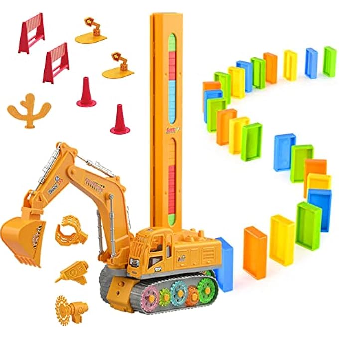 rayihni DOMINO ENGINEERING VEHICLE SET, 120PCS AUTOMATIC DOMINO LAYING TRAIN TOYS WITH LIGHTS AND SOUNDS WITH DOMINO RALLY EXPERIENCE QUICKLY, AUTOMATICALLY FOR KIDS AGE OVER 3 - Image 2